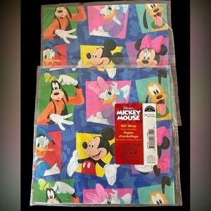 2 New Packages of Vintage Disney Wrapping Paper Gift Wrap Mickey Donald Daisy